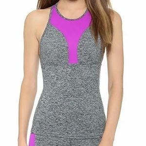 Koral Activewear Rapid Tank Heathered Grey Orchid NWT Size L